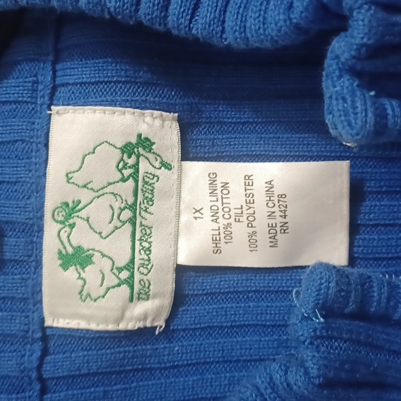 Blue The Quacker Factory 1X Womens Vest Jacket w Rhinestones - Picture 2 of 4